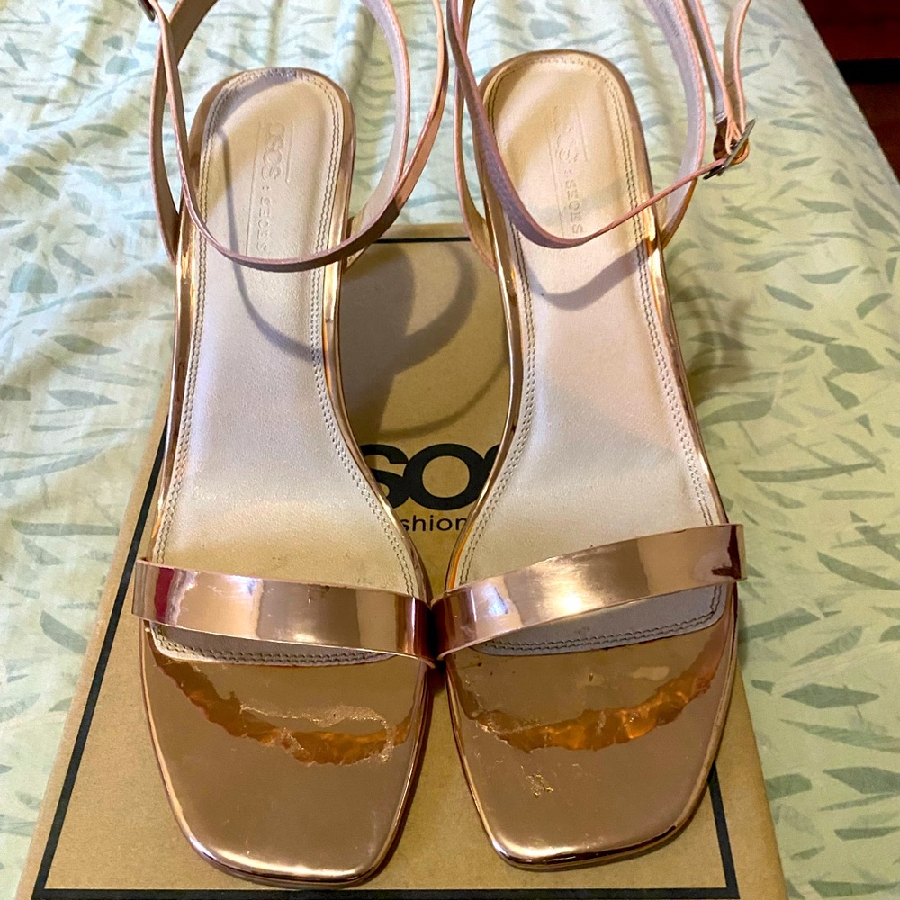 Rose gold strappy sandals